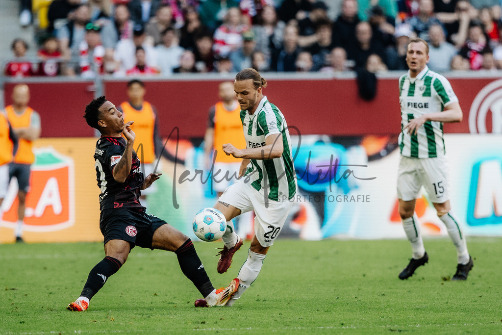 2. Bundesliga, Saison 2024/25, 28. Spieltag: Fortuna Düsseldorf - SC Preußen Münster | Düsseldorf, 05.04.2025: 2. Bundesliga, 28. Spieltag, Fortuna Düsseldorf gegen SC Preußen Münster in der Merkur Spiel-Arena in Düsseldorf. Foto: sportfotografie.ms | Markus Paletta - Realisiert mit Pictrs.com