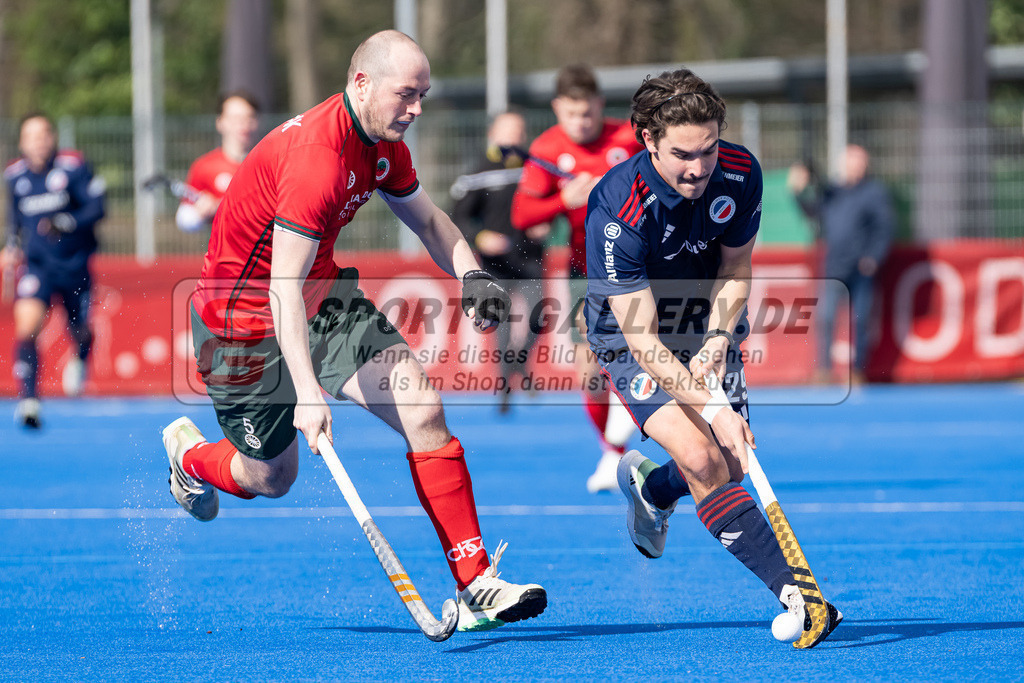 HK_20240323_109921 | 1. Bundesliga Hockey Herren Crefelder HTC - Mannheimer HC am 23.3.2024 Crefelder HTC  Hüttenallee, Krefeld , van Laak Max ( Crefelder HTC #5 ) , Nico Reichert ( Mannheimer HC #29 )