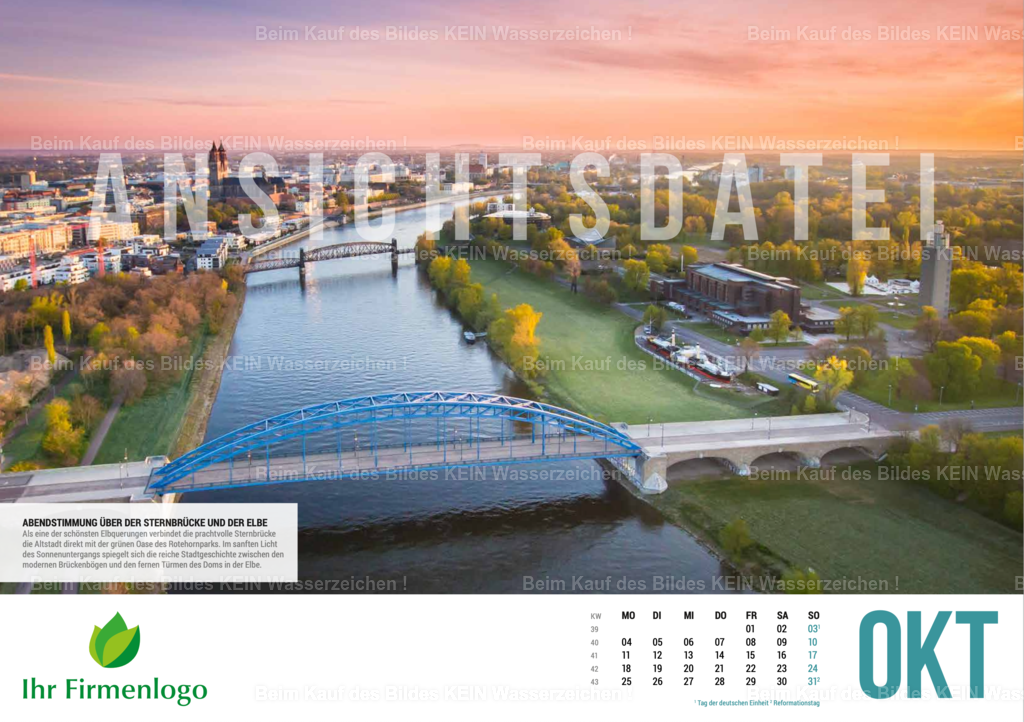 10_Magdeburg_Luftbild_Kalender_2027_Oktober | Magdeburger Wandkalender mit Luftbildern für Firmen 2027 - Realisiert mit Pictrs.com