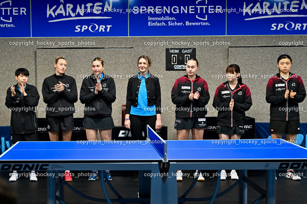 SCO Sprengnetter Bodensdorf vs. SU Sparkasse Kufstein  | Yun-En Tsai, STRAZAR Katarina, PAULIN Lea, Anna Rasse Referee, Olha Ponko, Yui Harada, Chi-Shiuan Chen, SCO Sprengnetter Bodensdorf vs. SU Sparkasse Kufstein , SCO Sprengnetter Bodensdorf vs. SU Sparkasse Kufstein am 08.02.2026 in Bodensdorf (SCO Sportheim), Austria, (Photo by Bernd Stefan)