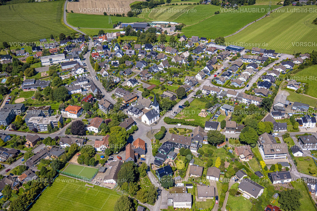 Ennepetal230801621 | Luftbild, Ortsansicht und evang. Kirche, Rüggeberg, Ennepetal, Ruhrgebiet, Nordrhein-Westfalen, Deutschland