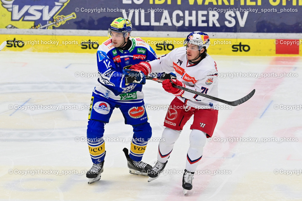 EC IDM Wärmepumpen VSV vs. EC Red Bull VSV | #12 Brett Budgell EC VSV, #74 Travis St. Denis EC Red Bull Salzburg, EC IDM Wärmepumpen VSV vs. EC Red Bull VSV, EC IDM Wärmepumpen VSV vs. EC Red Bull Salzburg am 16.01.2026 in Villach (Stadthalle Villach), Austria, (Photo by Bernd Stefan)
