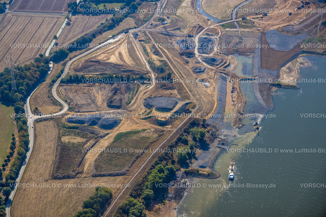 Dinslaken220806353Emschermuendung | Luftbild, Emschermündung Renaturierung, Rheinaue Walsum, Fluss Rhein und Fluss Emscher, Eppinghoven, Dinslaken, Ruhrgebiet, Nordrhein-Westfalen, Deutschland