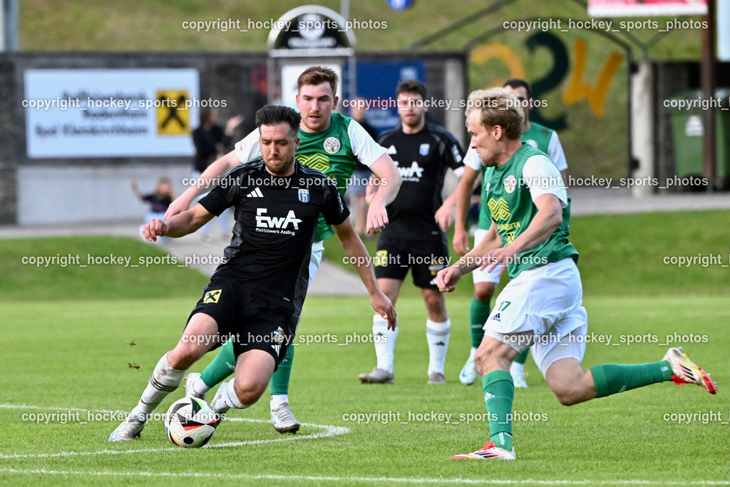 WSG Radenthein vs. URC Thal Assling | #8 Patrick Hainzer URC Thal Assling, #17 Manuel Josef Ambrosch WSG Radenthein, #14 Fabian Kurt Feichter WSG Radenthein, WSG Radenthein vs. URC Thal Assling, WSG Radenthein vs. URC Thal Assling am 30.05.2025 in Radenthein (Sportplatz Radenthein), Austria, (Photo by Bernd Stefan)