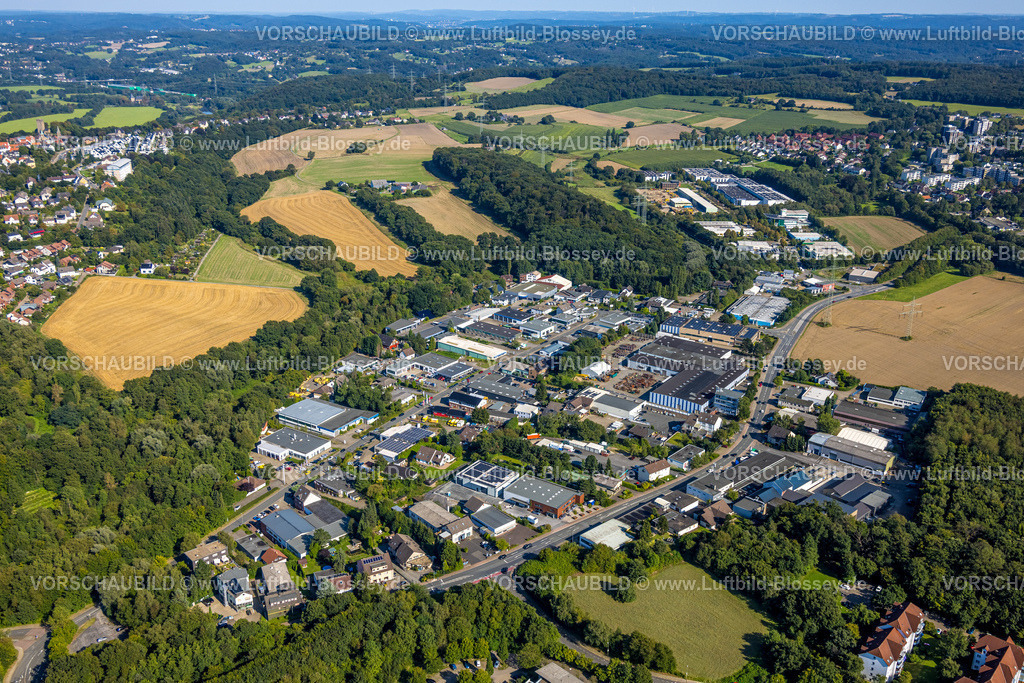 Hattingen240809956 | Luftbild, Gewerbegebiet Zum Ludwigstal, Fernsicht mit Wiesen und Feldern, Holthausen, Hattingen, Ruhrgebiet, Nordrhein-Westfalen, Deutschland