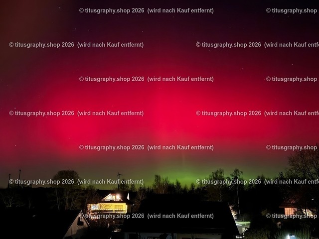 Polarlicht (Aurora borealis, Nordlicht ) Hessisch Lichtenau FÖHREN, Foto 08 | Die titusgraphy.shop-Aufnahme vom 19.01.2026 um 22 Uhr, Hessisch Lichtenau, Ortsteil Föhren, zeigt ein sehr seltenes Polarlicht. - Realisiert mit Pictrs.com