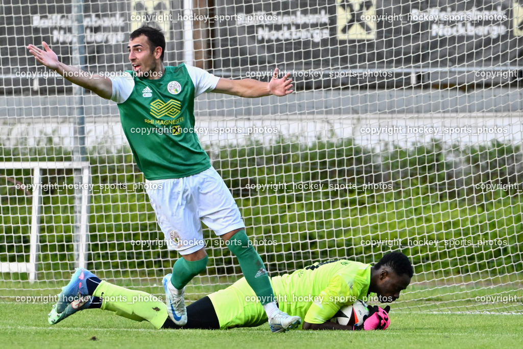 WSG Radenthein vs. URC Thal Assling | #7 Miljan Urosevic WSG Radenthein, #99 Ayotunde Ezekiel Ikuepamitan URC Thal Assling, WSG Radenthein vs. URC Thal Assling, WSG Radenthein vs. URC Thal Assling am 30.05.2025 in Radenthein (Sportplatz Radenthein), Austria, (Photo by Bernd Stefan)