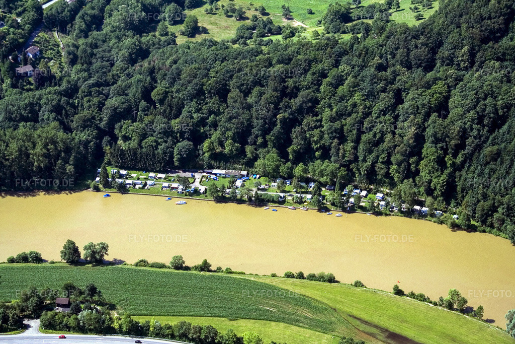 Luftbild: Mörtelstein, Campingplatz Waldcamping Germania im Ortsteil Mörtelstein in Obrigheim im Bundesland Baden-Württemberg in Deutschland. Foto: IMG_3243.jpg vom 01.07.2006 durch Werner Riehm/FLY-FOTO.de