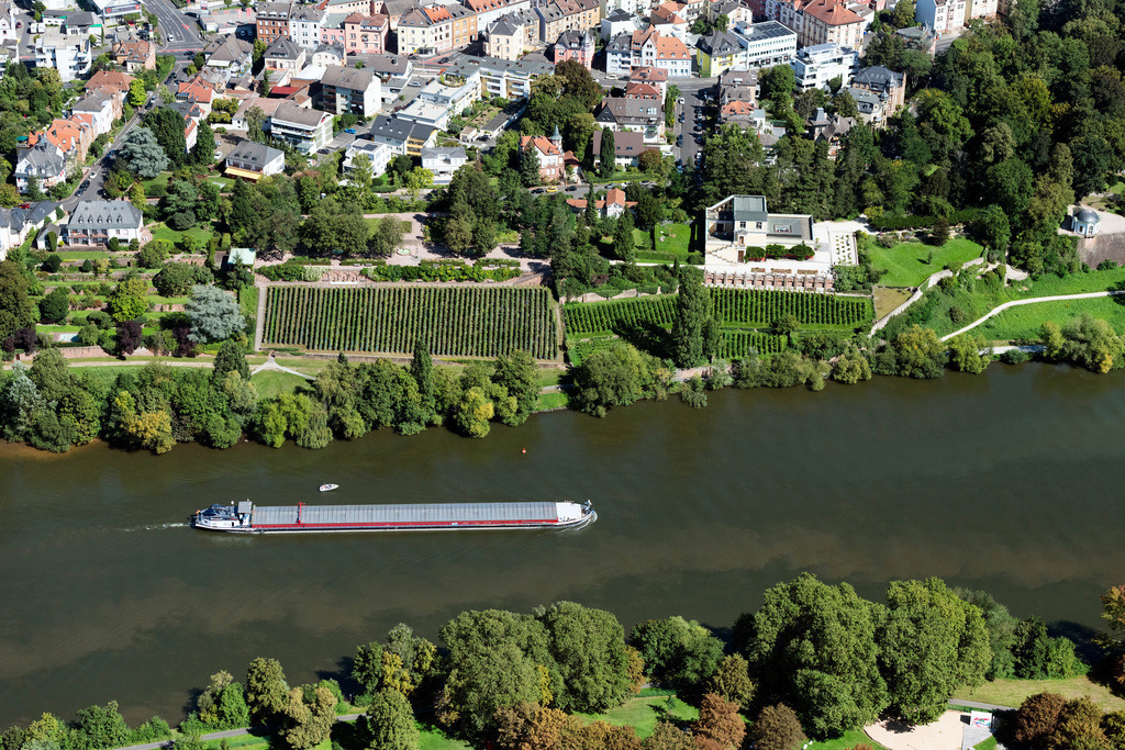 dr__0203474.jpg | ASCHAFFENBURG 07.09.2023 Frachtschiff- und Schüttgutfrachter auf der Binnenschiffahrts- Wasserstraße des Flußverlaufes an der Pompejanumstraße in Aschaffenburg im Bundesland Bayern, Deutschland. // Cargo ships and bulk carriers on the inland shipping waterway of the river course on street Pompejanumstrasse in Aschaffenburg in the state Bavaria, Germany. Foto: Daniel Reiter