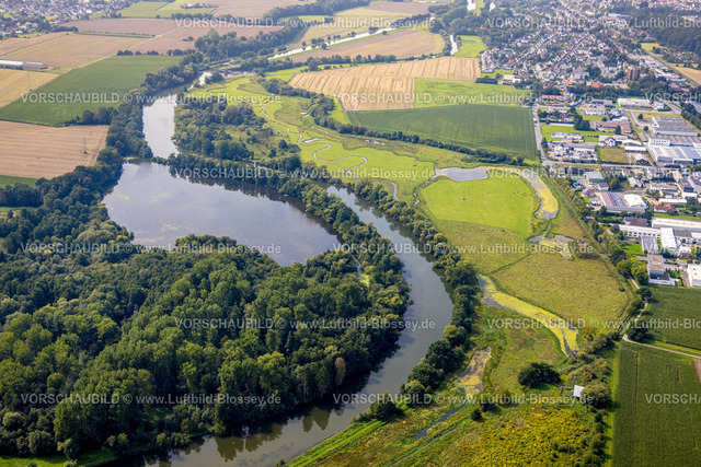 Froendenberg230901811 | Luftbild, Fluss Ruhr Ruhrbogen und Ententeich, Kiebitzwiese, Schwitten, Menden, Ruhrgebiet, Nordrhein-Westfalen, Deutschland