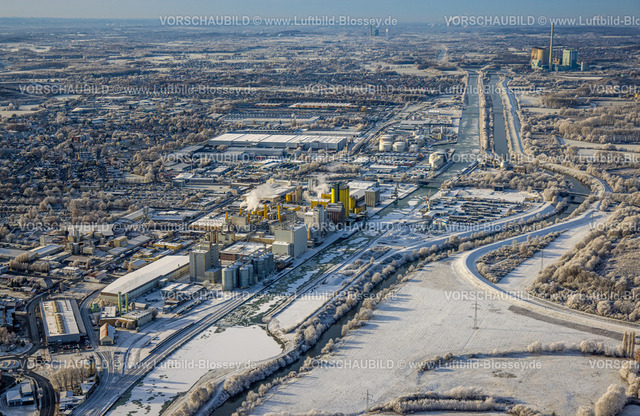 Hamm221202809 | Luftbild, Winterlicher Hafen Hamm, RWE Generation SE Kraftwerk Gersteinwerk, vereister Fluss Lippe und Datteln-Hamm-Kanal, Mitte, Hamm, Ruhrgebiet, Nordrhein-Westfalen, Deutschland