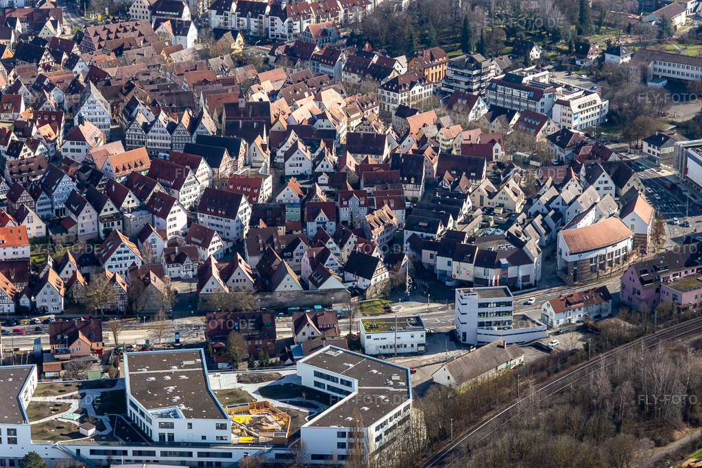 Luftbild: Seeländerplatz in Herrenberg im Bundesland Baden-Württemberg in Deutschland. Foto: IMG_125190.jpg vom 20.02.2021 durch Werner Riehm/FLY-FOTO.de