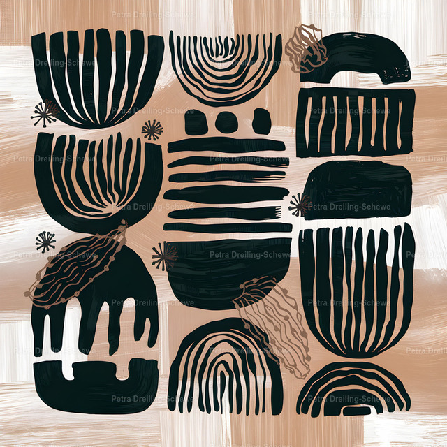 Japandi | Formen und Farben im Japandi-Stil. KI-generierte Abstraktion. - Realisiert mit Pictrs.com