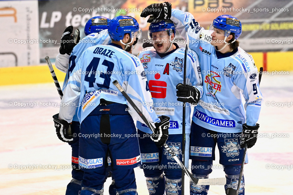 ESC Steindorf vs. SC Hohenems 11.3.2023 | Jubel ESC Steindorf, #43 Oraze Martin, #64 Stichauner Fabian, #91 Kravanja Kristian