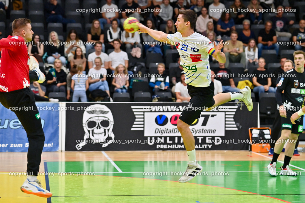 HSG Holding Graz vs. SC Ferlach 16.9.2022 | #1 NIKOLIC, Leo, #23 KOCBEK Jure