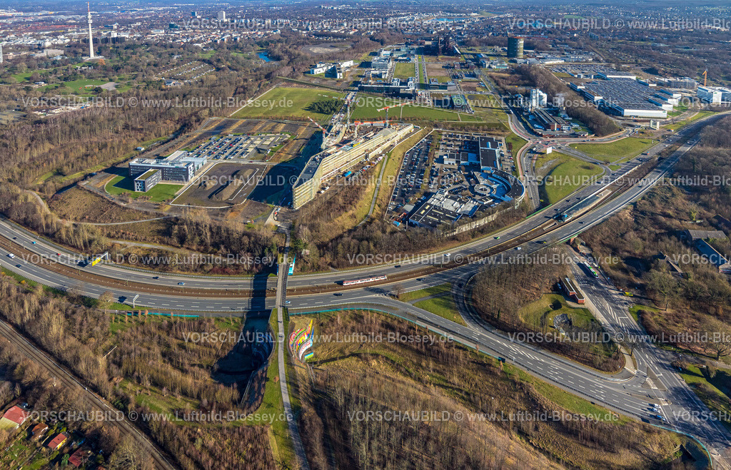 Dortmund230200493 | Luftbild, Gewerbegebiet Phoenix West, Baustelle Materna Hauptzentrale, Gasometer, BMW Niederlassung, Hörde, Dortmund, Ruhrgebiet, Nordrhein-Westfalen, Deutschland