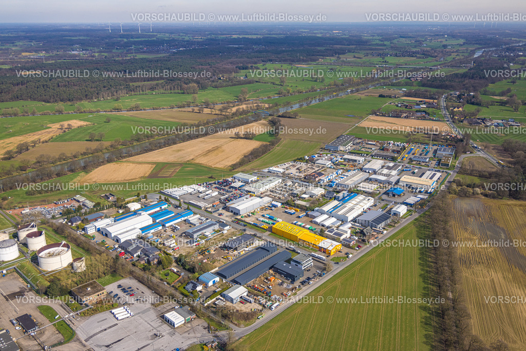 Huenxe240309880 | Luftbild, Gewerbegebiet In der Beckuhl, Bucholtwelmen, Hünxe, Nordrhein-Westfalen, Deutschland