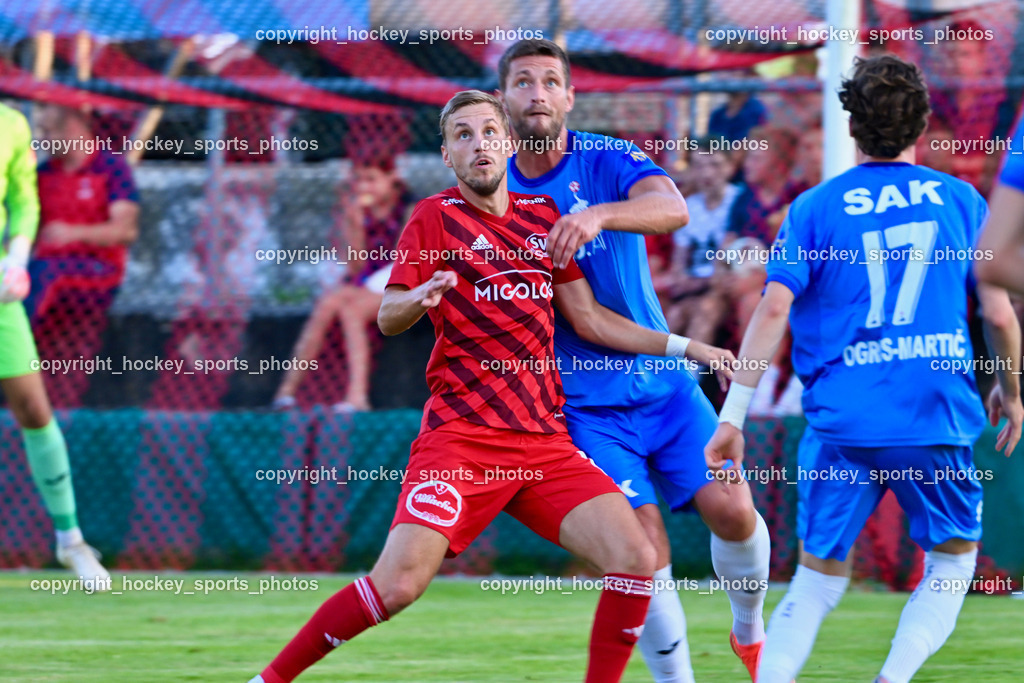 SV St.Jakob vs. SAK | #17 Sebastian Bauer St.Jakob, #22 Leo Ejup SAK, SV St.Jakob vs. SAK, SV St.Jakob vs. SAK am 23.08.2024 in St. Jakob im Rosenthal (Sportplatz St. Jakob), Austria, (Photo by Bernd Stefan)