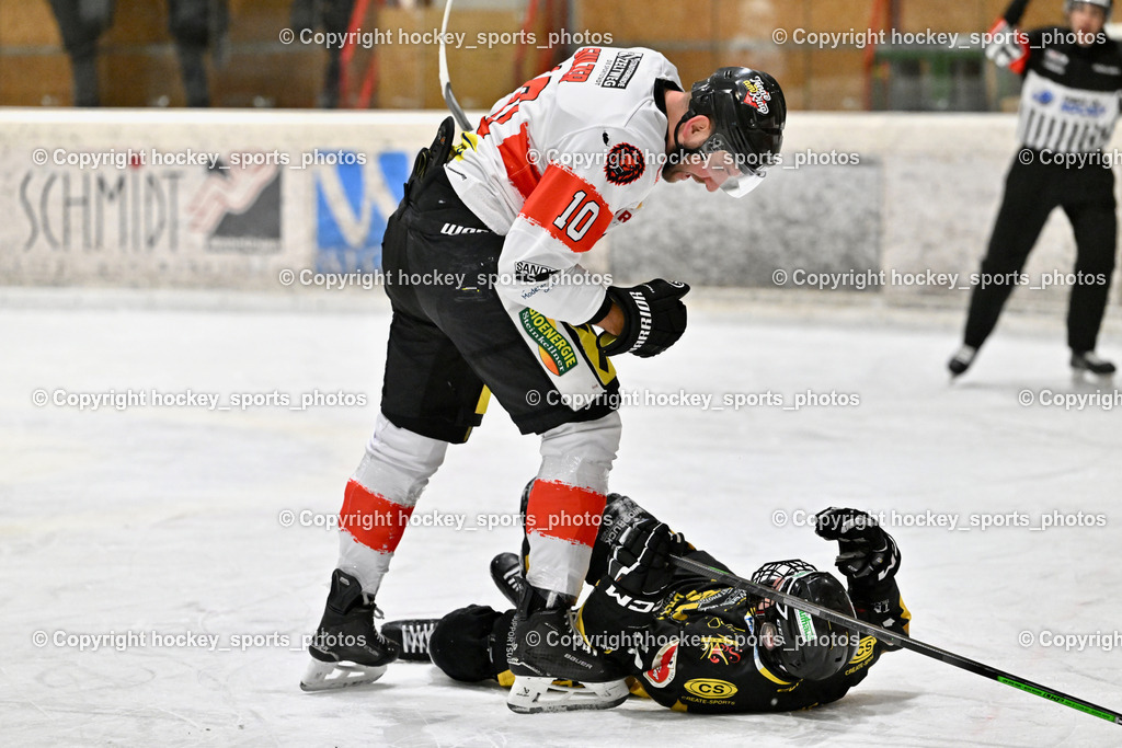 EC MET PHOTOVOLTAIK HORNETS SPITTAL vs. EV ZELTWEG MURTAL LIONS | #10 Sulzer Mario EV ZELTWEG MURTAL LIONS, #14 Stele Florian EC Hornets Spittal, EC MET PHOTOVOLTAIK HORNETS SPITTAL vs. EV ZELTWEG MURTAL LIONS, EC MET PHOTOVOLTAIK HORNETS SPITTAL vs. EV ZELTWEG MURTAL LIONS am 08.02.2026 in Spittal an der Drau (Eissportzentrum Spittal), Austria, (Photo by Bernd Stefan)
