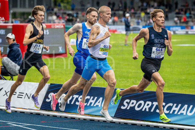 Deutsche Leichtathletik-Meisterschaften; Bochum-Wattenscheid, 26.07.2026 | 1500m Finale mit , Marc Tortell (Athletics Team Karben), Robert Farken (SG Motor Gohlis-Nord Leipzig), Marius Probst (TV Wattenscheid 01) und Tobias Tent (LG Stadtwerke München); Deutsche Leichtathletik-Meisterschaften am 26.07.2026 im Lorheide-Stadion, Bochum-Wattenscheid (Nordrhein-Westfalen).