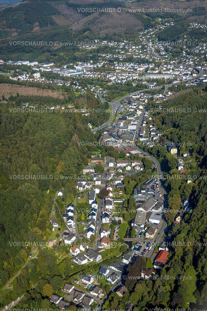 Plettenberg230908242 | Luftbild, Ortsansicht Auf der Weide, Ortsteil Kersmecke und Eiringhausen, Waldgebiet mit Waldschäden, Plettenberg, Sauerland, Nordrhein-Westfalen, Deutschland