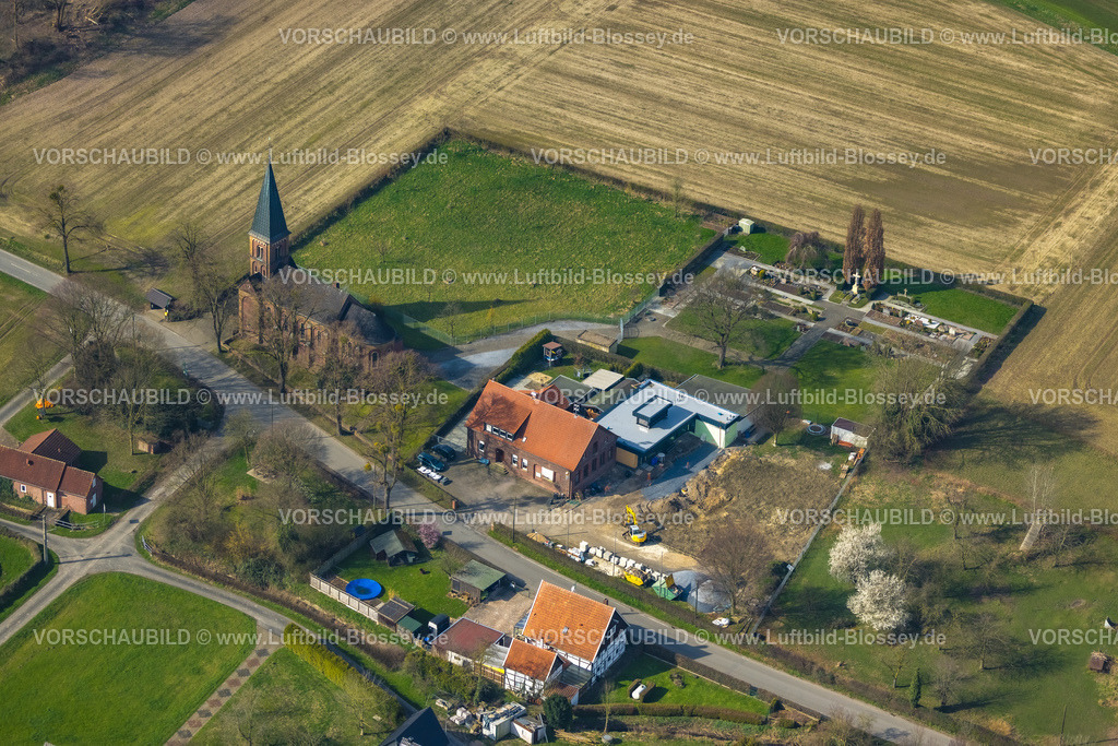 Hamm240306905 | Luftbild, St. Hubertus Schützenbruderschaft Süddinker 1826 e.V. Gebäude und  Baustelle, katholischer Friedhof Süddinker, kath. Kirche St. Joseph, Stadtbezirk Rhynern, Hamm, Ruhrgebiet, Nordrhein-Westfalen, Deutschland