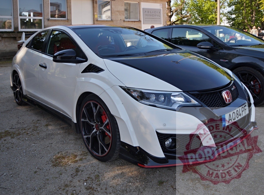 Honda Civic Type R modified performance car | Honda Civic Type R sporting a custom white and black body with red accents - Realized with Pictrs.com
