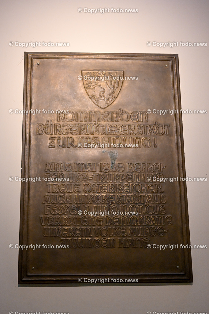 Steyr_ 21.08.2023-8 | 21.08.2023, Steyr, AUT, Steyr, im Bild Inschrift im Rathaus der Stadt Steyr