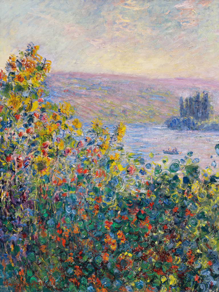 Claude Monet - Blumenbeete in Vétheuil | Moderne Wandbilder auf Leinwand, Acylglas, Alu-Dibond oder als Poster. Tauchen Sie ein in die Welt KI-generierter Kunstwerke - entdecken Sie hochwertige Kunstdrucke unserer Gemälde, Illustrationen und fotorealistischen Motive.