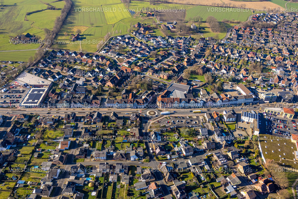 Selm230205622 | Luftbild, Kreisverkehr Bundesstraße B236, Beifanger Weg und Landsbergstraße, Beifang, Selm, Münsterland, Nordrhein-Westfalen, Deutschland