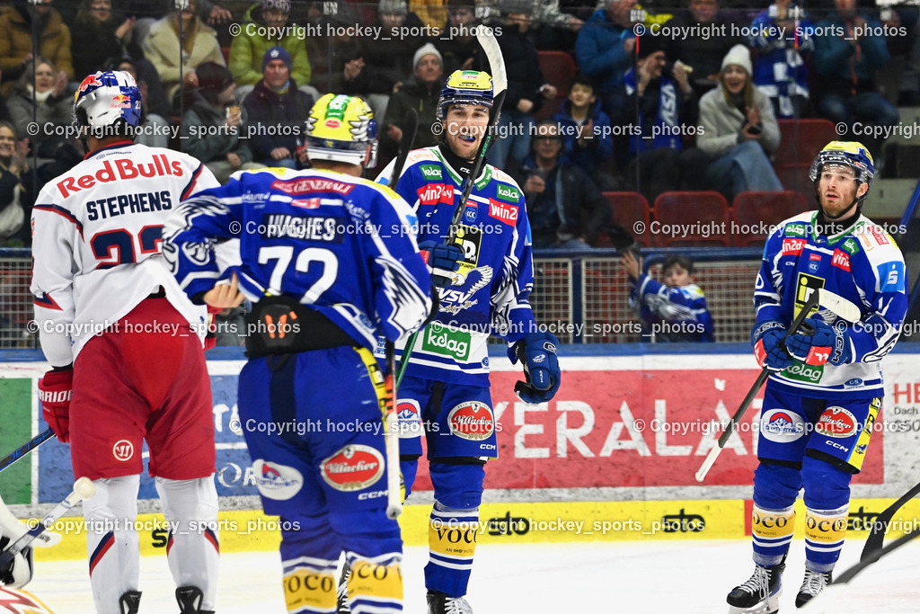 EC IDM Wärmepumpen VSV vs. EC Red Bull VSV | Jubel EC VSV, #72 John Hughes EC VSV, #8 Maximilian Rebernig EC VSV, #16 Kevin Hancock EC VSV, EC IDM Wärmepumpen VSV vs. EC Red Bull VSV, EC IDM Wärmepumpen VSV vs. EC Red Bull Salzburg am 16.01.2026 in Villach (Stadthalle Villach), Austria, (Photo by Bernd Stefan)