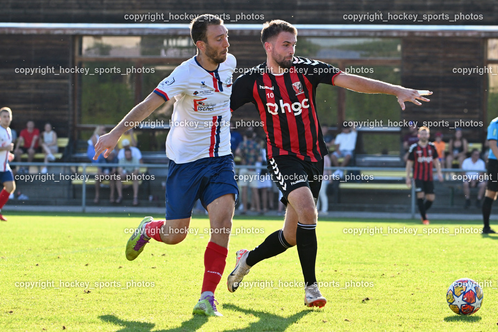 ESV Admira vs. SC Arriach | #8 Marko Sarkovic SC Arriach, #10 Mario Dilberovic ESV Admira, ESV Admira vs. SC Arriach, ESV Admira vs. SC Arriach am 24.08.2024 in Villach (Sportzentrum Admira), Austria, (Photo by Bernd Stefan)