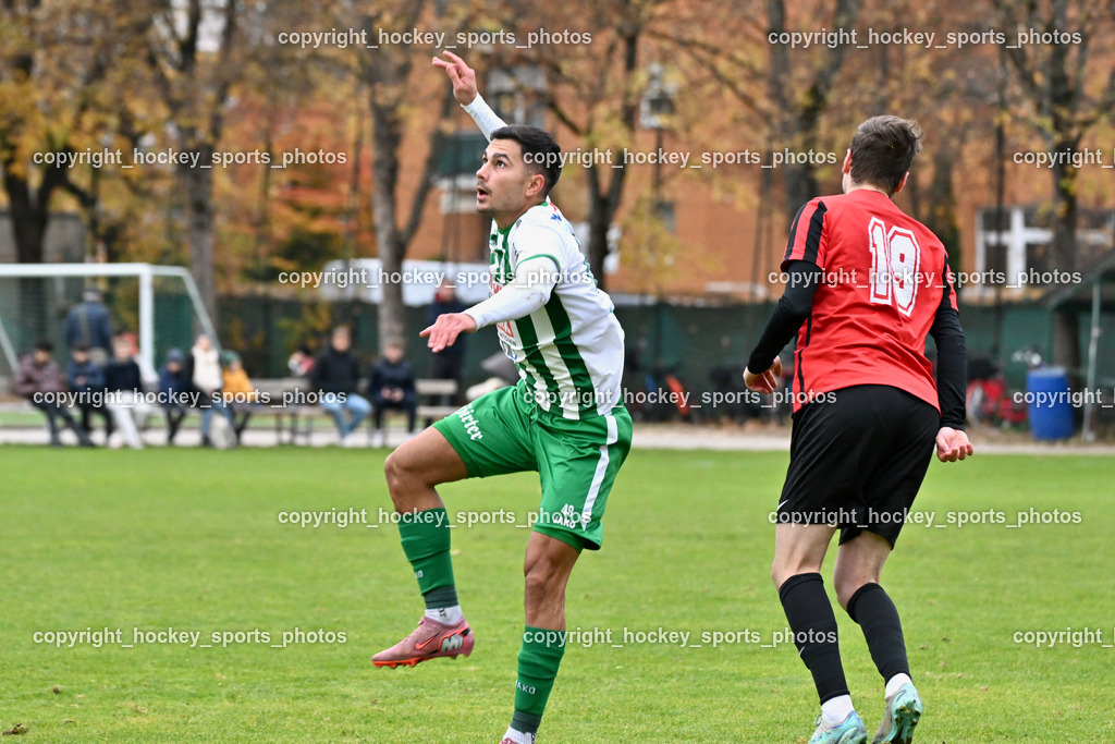 SV Donau vs. FC Nussdorf Debant | #49 Damjan Jovanovic SV Donau, #19 Lukas Eder FC Nussdorf Debant, SV Donau vs. FC Nussdorf Debant, SV Donau vs. FC Nussdorf Debant am 08.11.2025 in Klagenfurt (Sportplatz Donau), Austria, (Photo by Bernd Stefan)