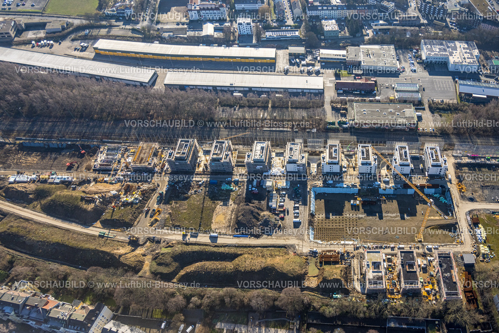 Dortmund230200570 | Luftbild, Baustelle Kronprinzenviertel für Neubau von Wohnungen, Am Wasserturm Südbahnhof, Kaiserbrunnen, Dortmund, Ruhrgebiet, Nordrhein-Westfalen, Deutschland