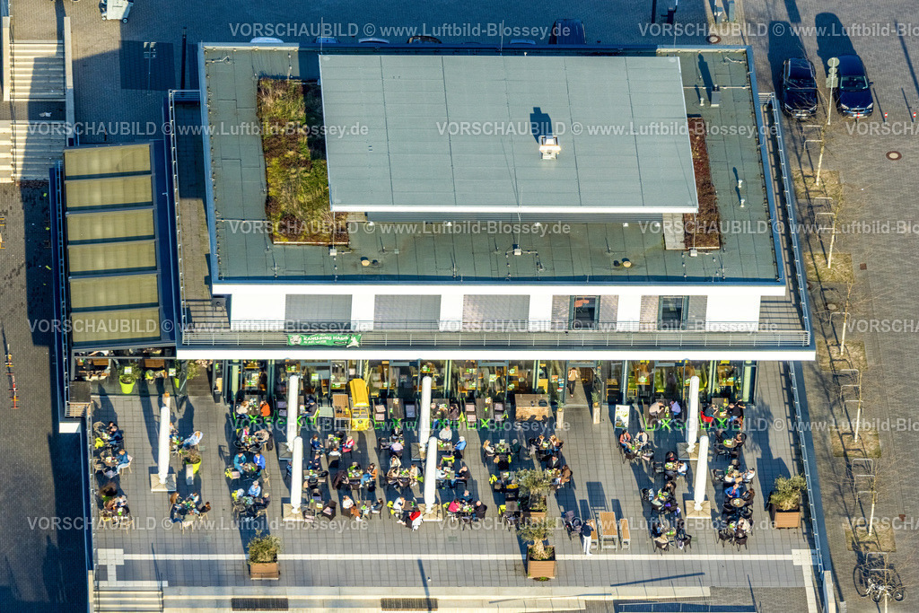 Hamm260203471 | Luftbild, R-Cafe Hamm Aussengastronomie bei sonnigem Wetter, Mitte, Hamm, Ruhrgebiet, Nordrhein-Westfalen, Deutschland