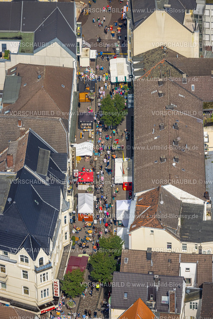 Unna230901018 | Luftbild, Stadtfest Unna 2023, Außengastronomie auf der Bahnhofstraße Fußgängerzone, Unna, Ruhrgebiet, Nordrhein-Westfalen, Deutschland