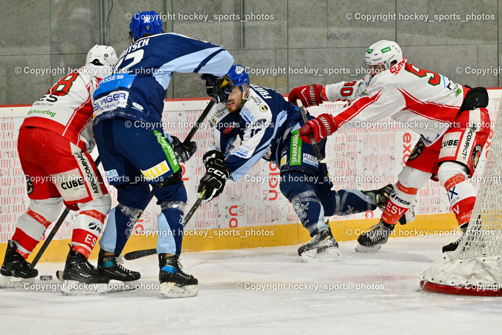 ESV FERLACH vs. ESC SOCCERZONE STEINDORF | #72 Hobitsch Samuel ESC Steindorf, #19 Friedrich Lukas ESC Steindorf, #90 Schubernig Markus ESV Ferlach, ESV FERLACH vs. ESC SOCCERZONE STEINDORF, ESV FERLACH vs. ESC SOCCERZONE STEINDORF am 22.11.2024 in Ferlach (Eishalle Ferlach ), Austria, (Photo by Bernd Stefan)