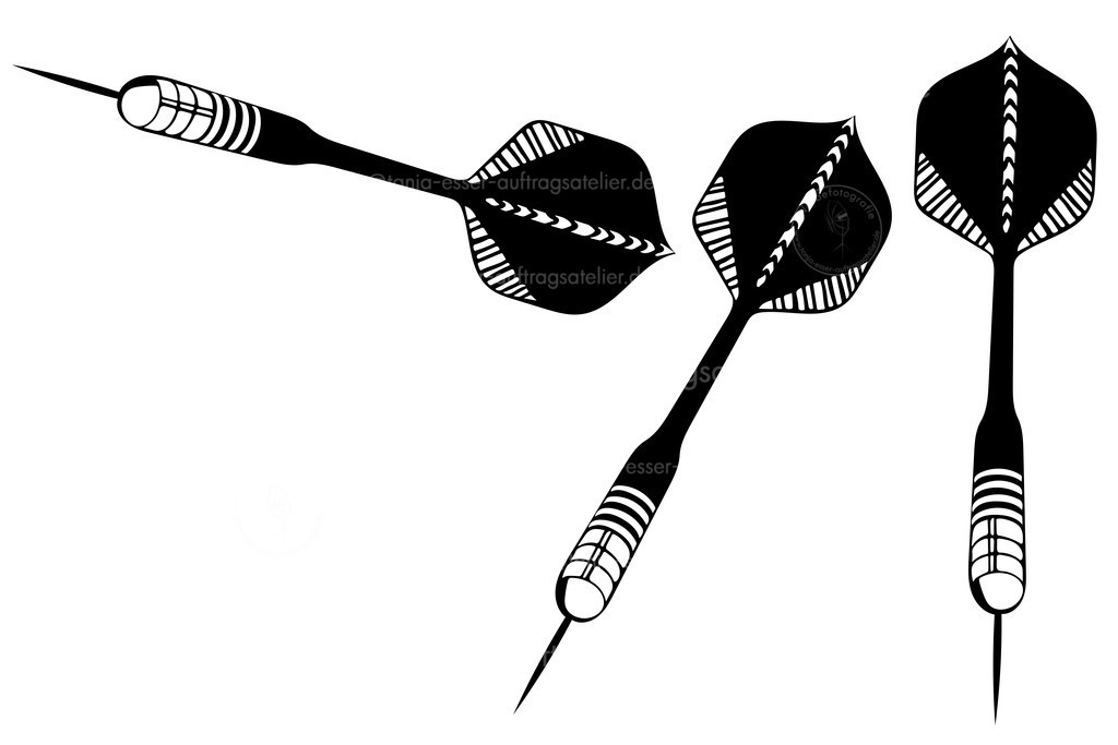 Dartpfeil D | Dart Pfeile in verschiedenen Positionen. Illustration vor weißem HIntergrund. 
