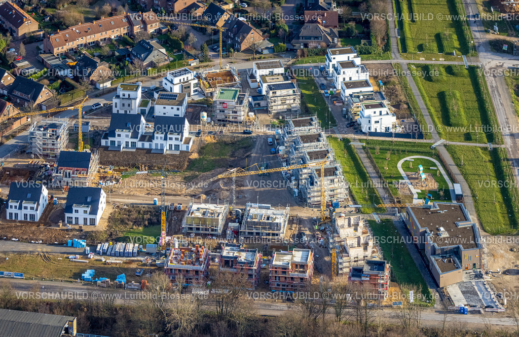 Duisburg230100153Angerbogen | Luftbild, Baugebiet Am Angerbogen, Neubaugebiet, Einfamilienhaus, Reihenhäuser, Neubauten,  Huckingen, Duisburg, Ruhrgebiet, Nordrhein-Westfalen, Deutschland