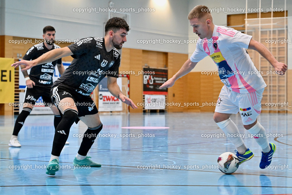 Carinthia Flamengo Futsal Club vs. FC Ljuti Krajisnici | #6 Muhamed Ramic FC Ljuti Krajisnici, #32 Smajl Delic Carinthia Flamengo, Carinthia Flamengo Futsal Club vs. FC Ljuti Krajisnici, Carinthia Flamengo Fusal Club vs. FC Ljuti Krajisnici am 12.10.2025 in Klagenfurt (Ballspielhalle Viktring), Austria, (Photo by Bernd Stefan)