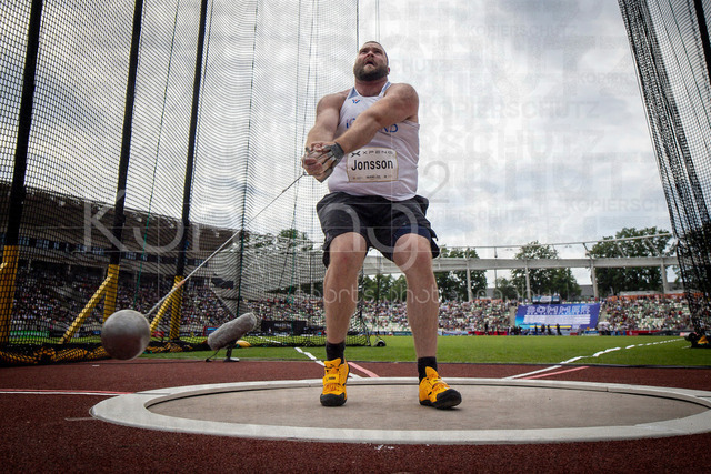Golden Oval; Dresden, 31.05.2026 | DRESDEN , GERMANY - MAY 31:  Hilmar Örn Jonsson (ISL / Iceland) competes in the hammer throw during the Golden Oval Continental Tour Silver meeting on May 31, 2026 at Heinz-Steyer-Stadion in Dresden, Saxony, Germany.