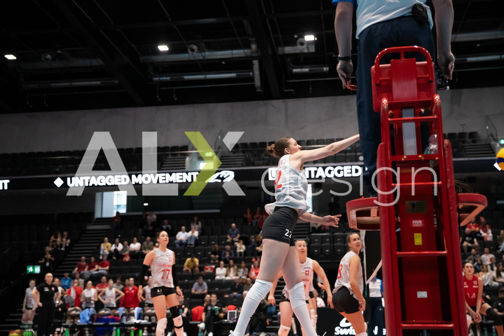 Georgia v Switzerland - CEV European League Women | KRIENS, SWITZERLAND - JUNE 12: FIONA MAEDER of Switzerland attack / spike during the CEV European League match between Georgia and Switzerland at Pilatus Arena on June 12, 2026 in Kriens, Switzerland. - Realisiert mit Pictrs.com