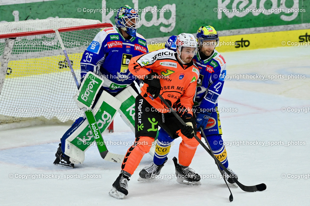 EC IDM WÄRMEPUMPEN VSV vs. MOSER MEDICAL GRAZ99ERS | #35 Joe Cannata EC VSV, #42 Alex Wall EC VSV, #22 Kevin Conley Graz 99ers, EC IDM WÄRMEPUMPEN VSV vs. MOSER MEDICAL GRAZ99ERS, EC IDM WÄRMEPUMPEN VSV vs. MOSER MEDICAL GRAZ99ERS am 17.03.2026 in Villach (Stadthalle Villach), Austria, (Photo by Bernd Stefan)