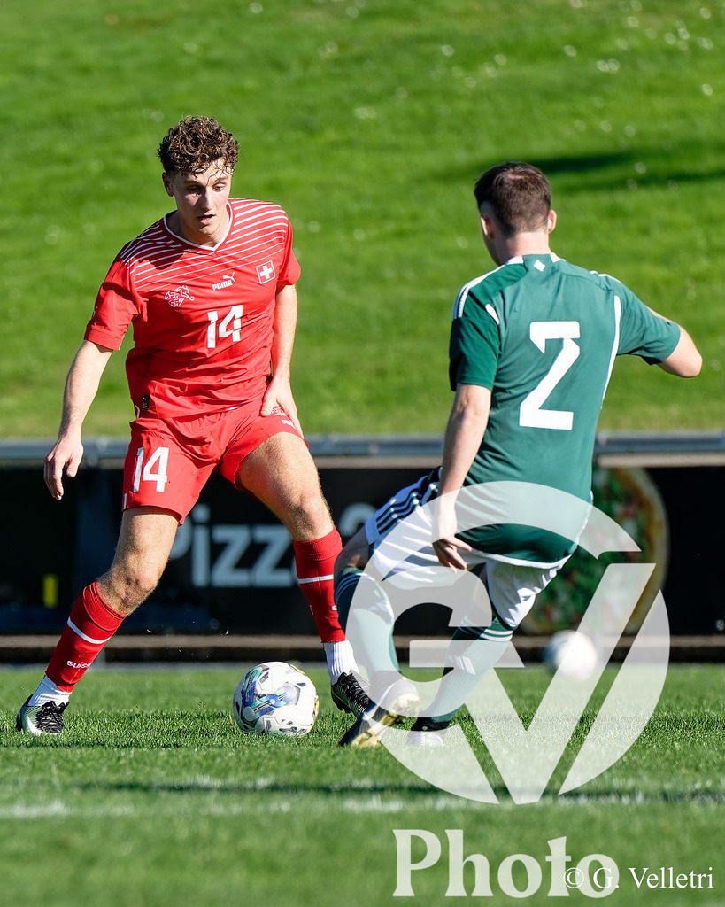 UEFA Region's Cup - NI Western Region v Vaud | David Blackwell (14 Vaud) in action (close up) during the UEFA Region's Cup game between NI Western Region and Vaud at Centre Sportif de Colovray in Nyon, Switzerland 