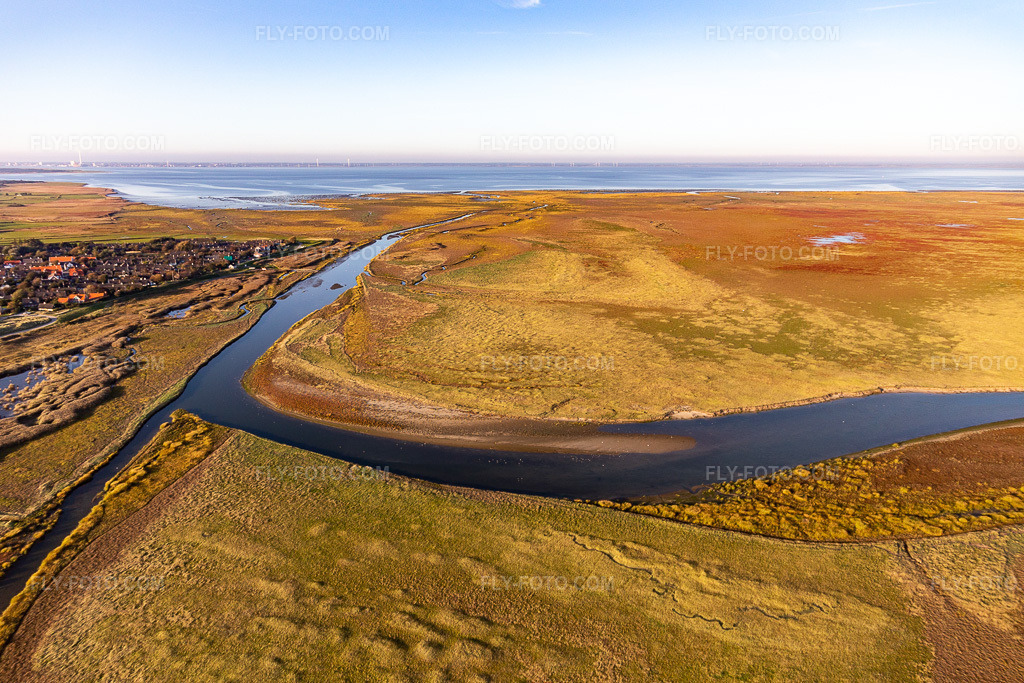 Aerial view: Coastal landscape in the Wadden Sea National Park in Sønderho on Fanø in Fanø in the state South Denmark, Denmark.Photo: IMG_118903.jpg taken on 09/21/2019 by Werner Riehm/FLY-FOTO.comResolution of the original: 5444 x 3629 px