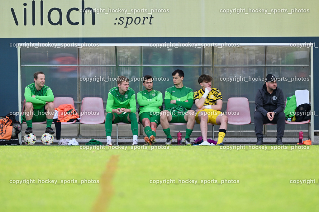 SC Landskron vs. SVG Bleiburg | Spielerbank SC Landskron, #9 Patrick Freithofnigg SC Landskron, #4 Gregor Piskur SC Landskron, #14 Daniel Arneitz SC Landskron, #23 Advan Pozderac SC Landskron, #1 Tobias Nageler SC Landskron, Headcoach SC Landskron Hannes Lassnig, SC Landskron vs. SVG Bleiburg, SC Landskron vs. SVG Bleiburg am 28.04.2024 in Villach (Sportzentrum Landskron), Austria, (Photo by Bernd Stefan)