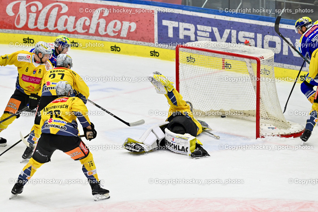 EC IDM Wärmepumpen VSV vs. Vienna Capitals | #76 Sam Antonitsch Vienna Capitals, #37 Christof Kromp Vienna Capitals, #30 Sebastian Wraneschitz Vienna Capitals, EC IDM Wärmepumpen VSV vs. Vienna Capitals, EC IDM Wärmepumpen VSV vs. Vienna Capitals am 28.01.2026 in Villach (Stadthalle Villach), Austria, (Photo by Bernd Stefan)