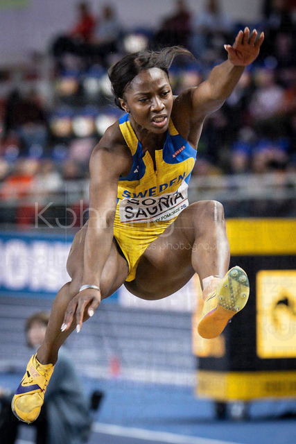 World Athletics Indoor Championships Kujawy Pomorze 26, 22.03.2026 | TORUN, POLAND - MARCH 22:  Khaddi SAGNIA (SWE) competes in the women's long jump during the World Athletics Indoor Championships Kujawy Pomorze 26 on day 3 / session 1 at Kujawsko-Pomorska Arena Torun on March 22, 2026 in Torun, Poland. 