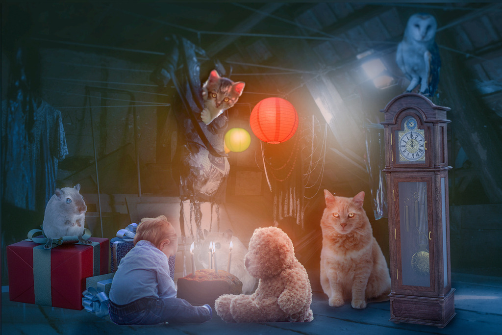 Michis Traum | Der kleine Michi lebt mit seinen Eltern in einer großen Stadt. Das Haus, in dem sie wohnen, steht zwischen vielen genau gleich aussehenden, hohen Wohnblöcken. Wenn er aus dem Fenster seines Zimmers schaut, sieht er an die Mauern des gegenüber liegenden Blockes. Vom Balkon sieht er weit unten die kleine Wiese, auf der ein noch kleinerer Spielplatz angelegt ist. Dort spielen viele Kinder. So viele, dass die Wiese rappelvoll ist.Wenn seine Eltern Zeit haben, fahren sie mit Michi raus. - Realisiert mit Pictrs.com