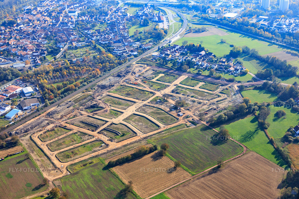 Luftbild: Neubaugebiet Niederwiesen Pau.l-Klee-Ring in Wörth am Rhein im Bundesland Rheinland-Pfalz in Deutschland. Foto: IMG_075769.jpg vom 02.11.2014 durch Werner Riehm/FLY-FOTO.de